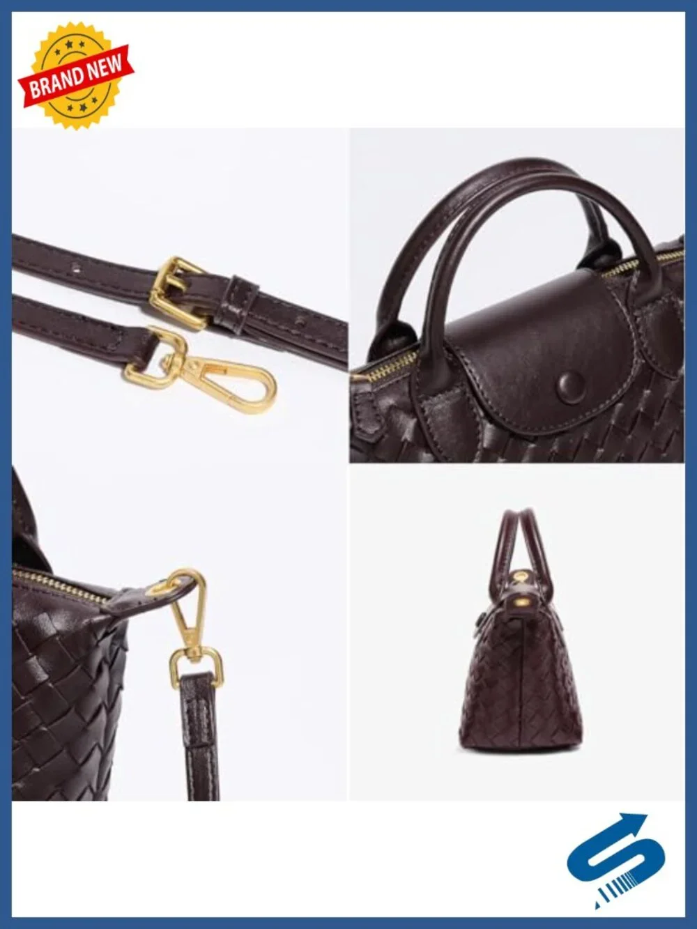 Braided Faux Leather Satchel Handbag with Top Handle